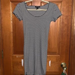 Black and white striped dress